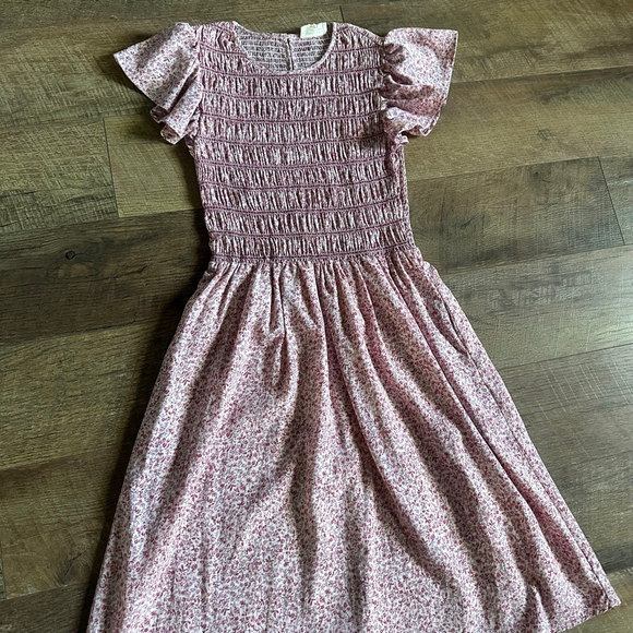 Women's Orange Creek Pink Floral Smocked Midi Dress S - Picture 3 of 15